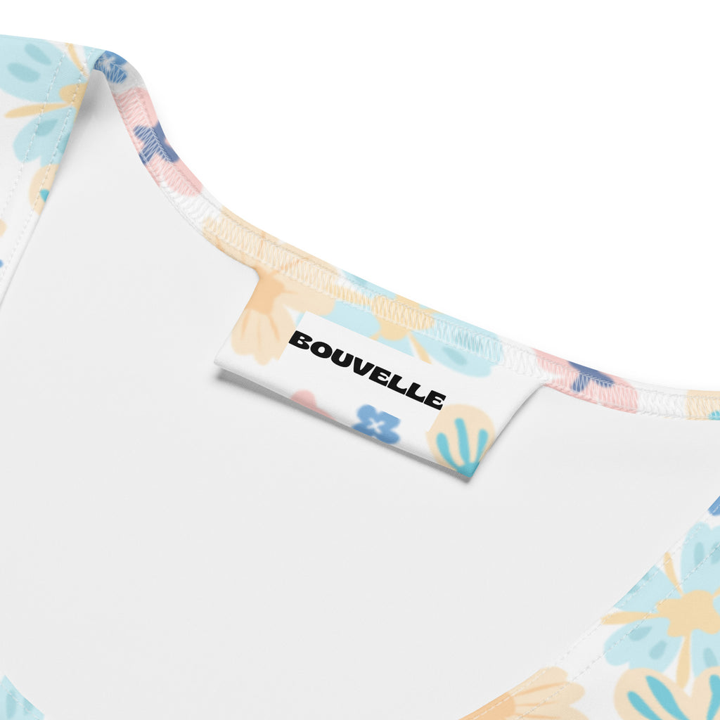 Women's Pastel Floral Buttery Soft Crop Top- Quick-Drying UPF 50+ Stretch Top