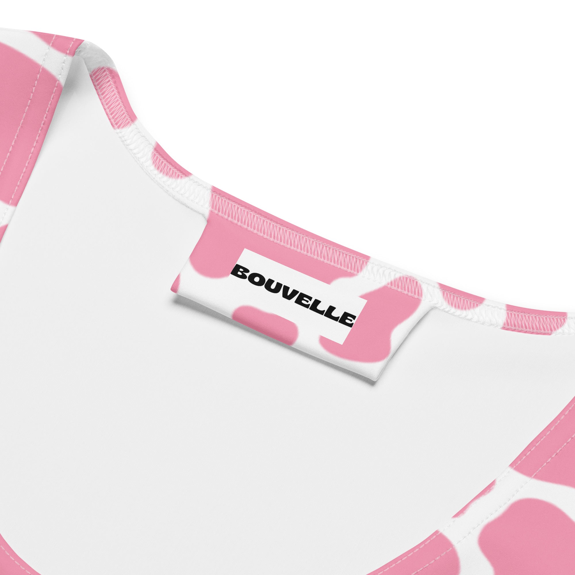 Women's Pink Cow Print Buttery Soft Crop Top- Quick-Drying UPF 50+ Stretch Top