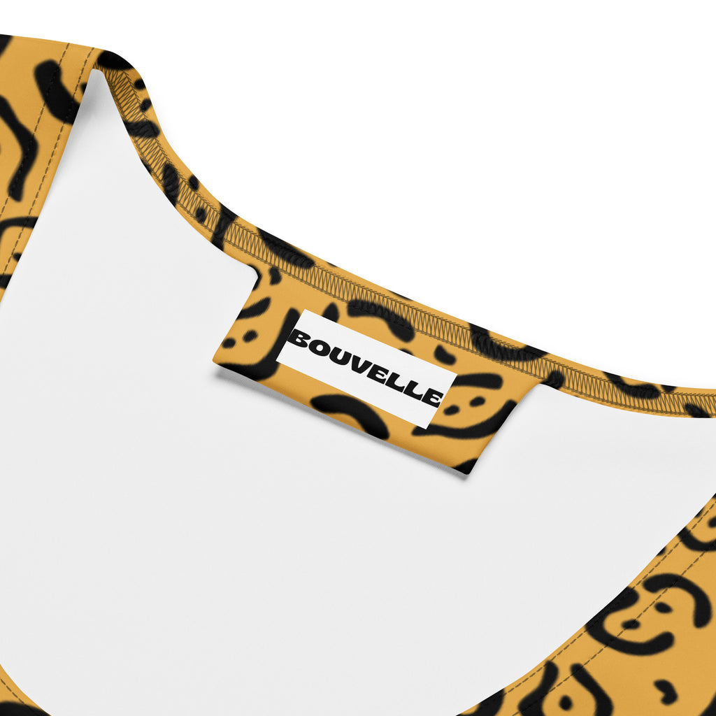 Women's Golden Leopard Print Buttery Soft Crop Top- Quick-Drying UPF 50+ Stretch Top