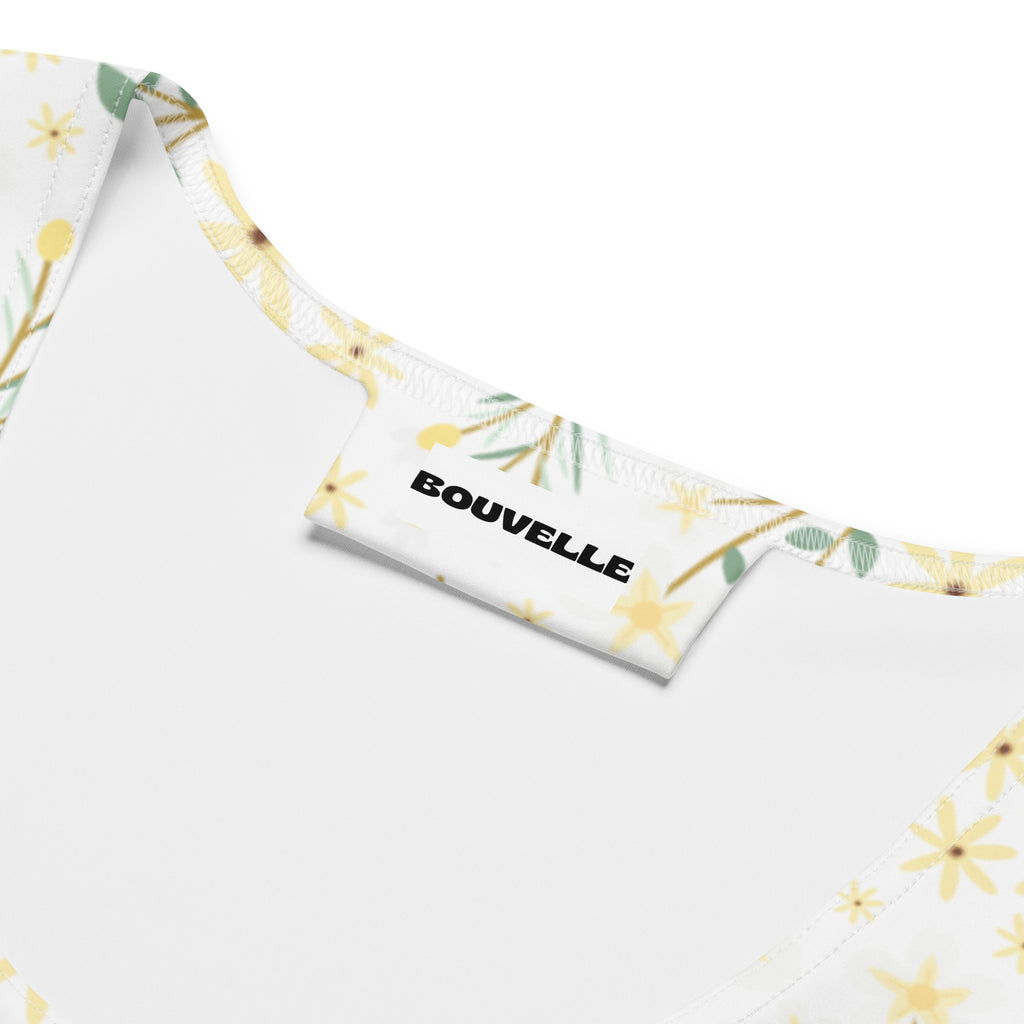 Women's Yellow Wildflower Buttery Soft Crop Top- Quick-Drying UPF 50+ Stretch Top