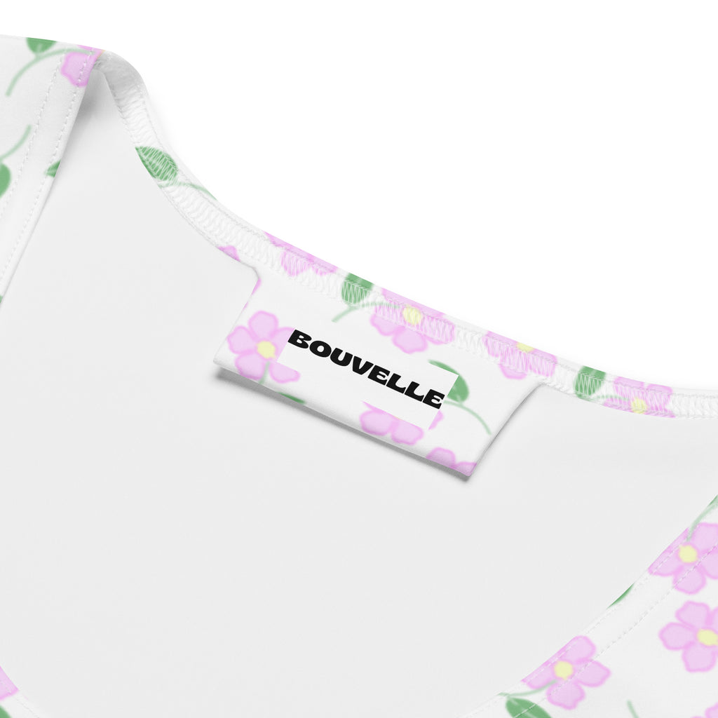 Women's Lavender Floral Buttery Soft Crop Top- Quick-Drying UPF 50+ Stretch Top