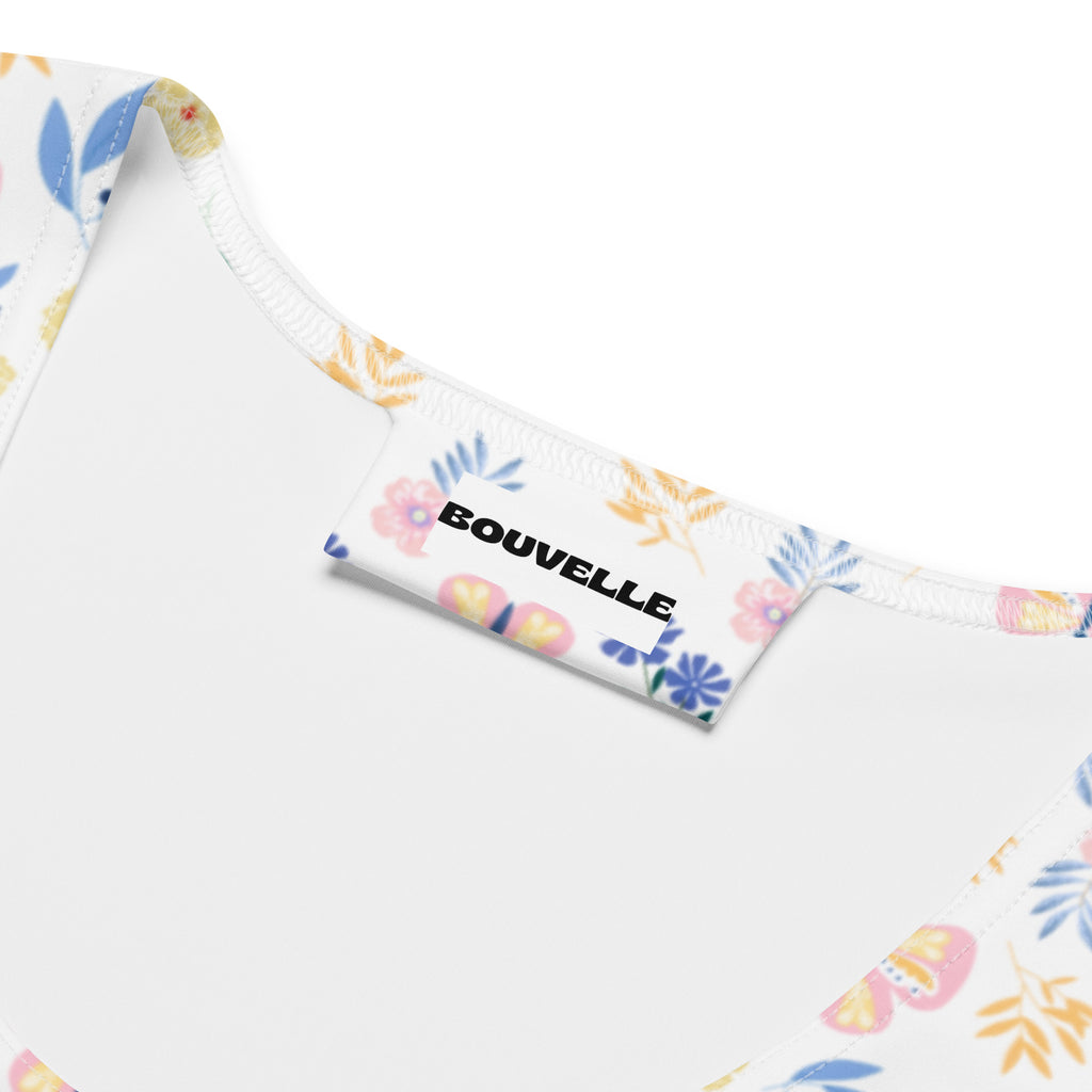 Women's Butterfly Meadow Buttery Soft Crop Top- Quick-Drying UPF 50+ Stretch Top