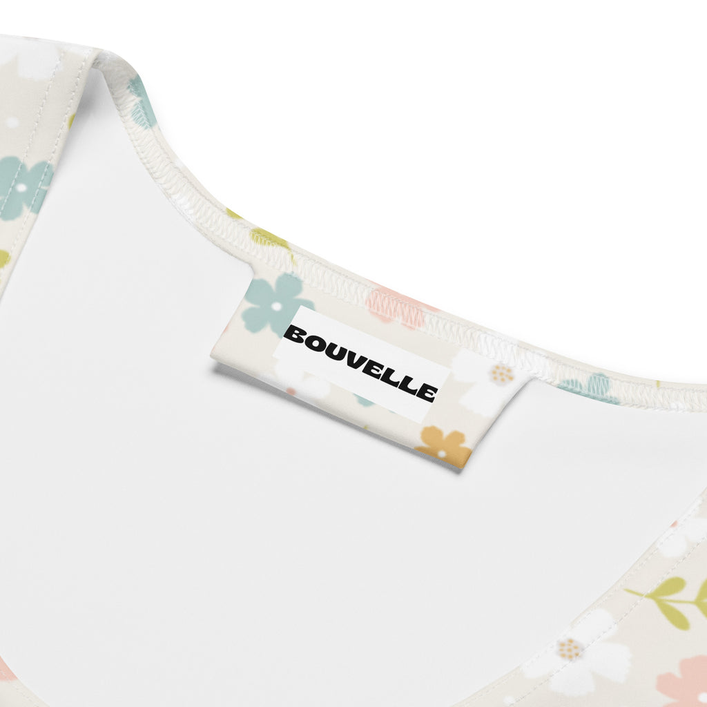 Women's Soft Pastel Floral Buttery Soft Crop Top- Quick-Drying UPF 50+ Stretch Top