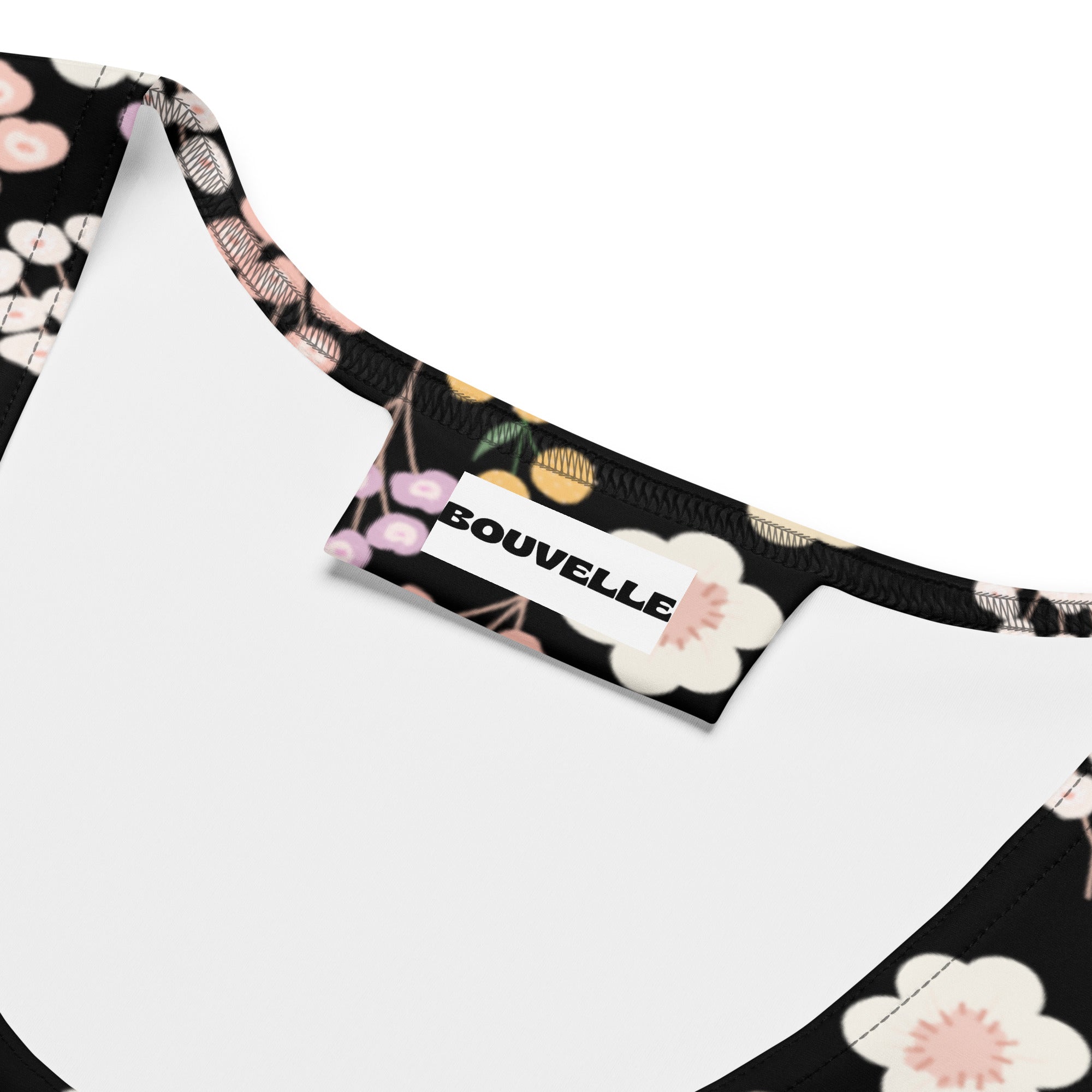 Women's Black Blush Floral Buttery Soft Crop Top- Quick-Drying UPF 50+ Stretch Top