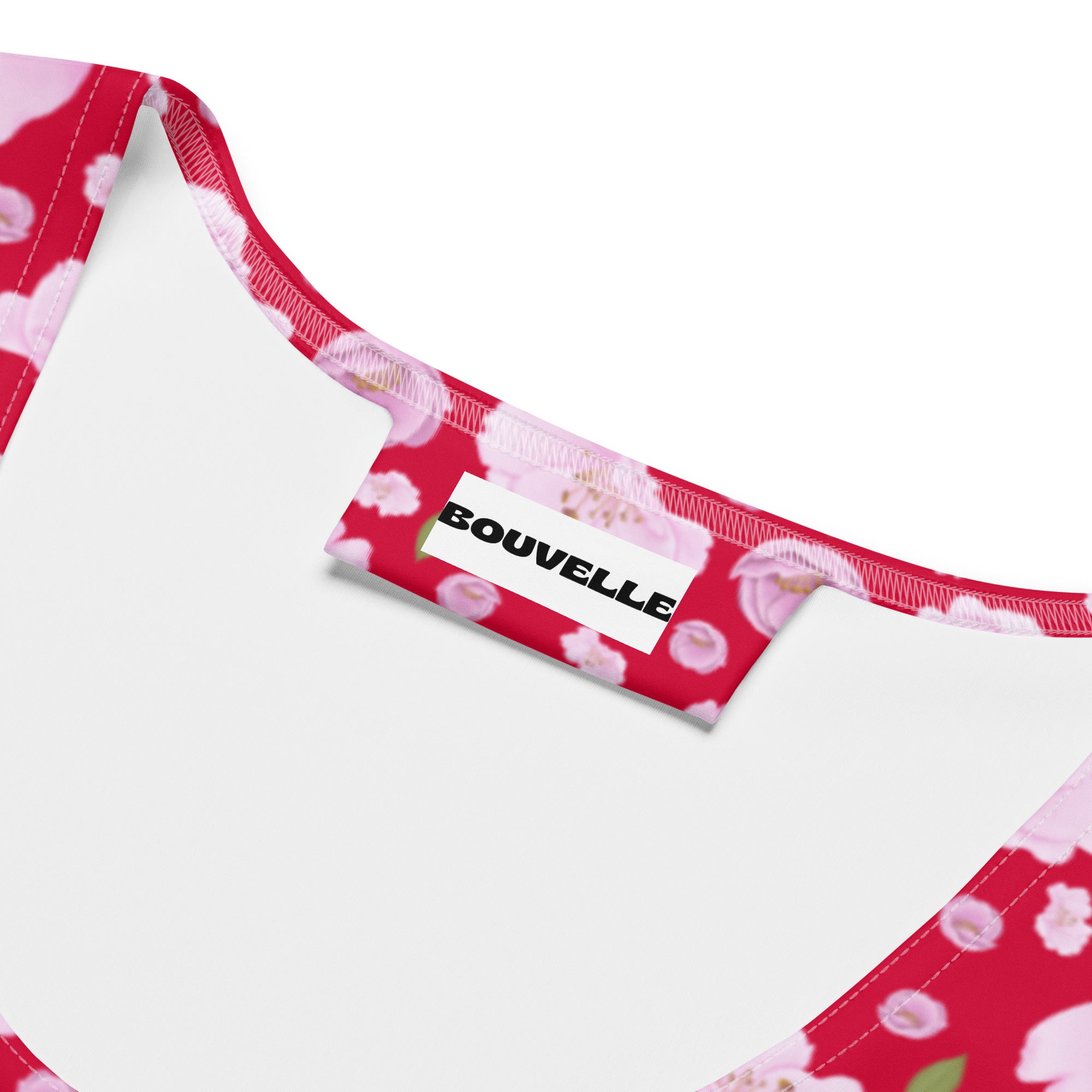 Women's Vibrant Red Floral Buttery Soft Crop Top- Quick-Drying UPF 50+ Stretch Top