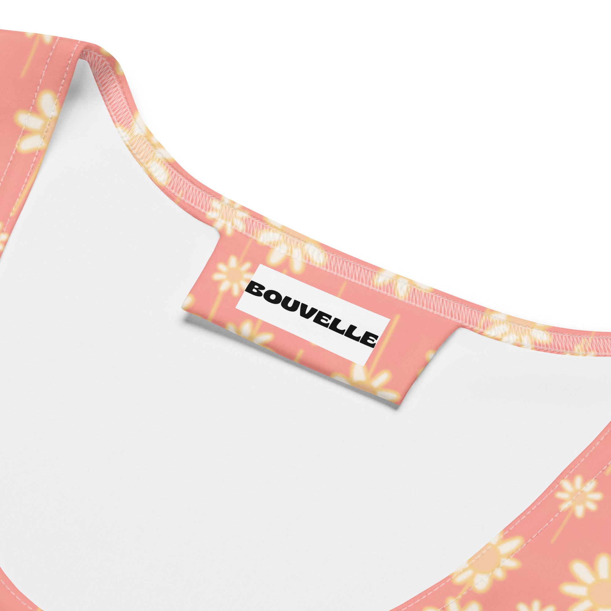 Women's Coral Daisy Buttery Soft Crop Top- Quick-Drying UPF 50+ Stretch Top