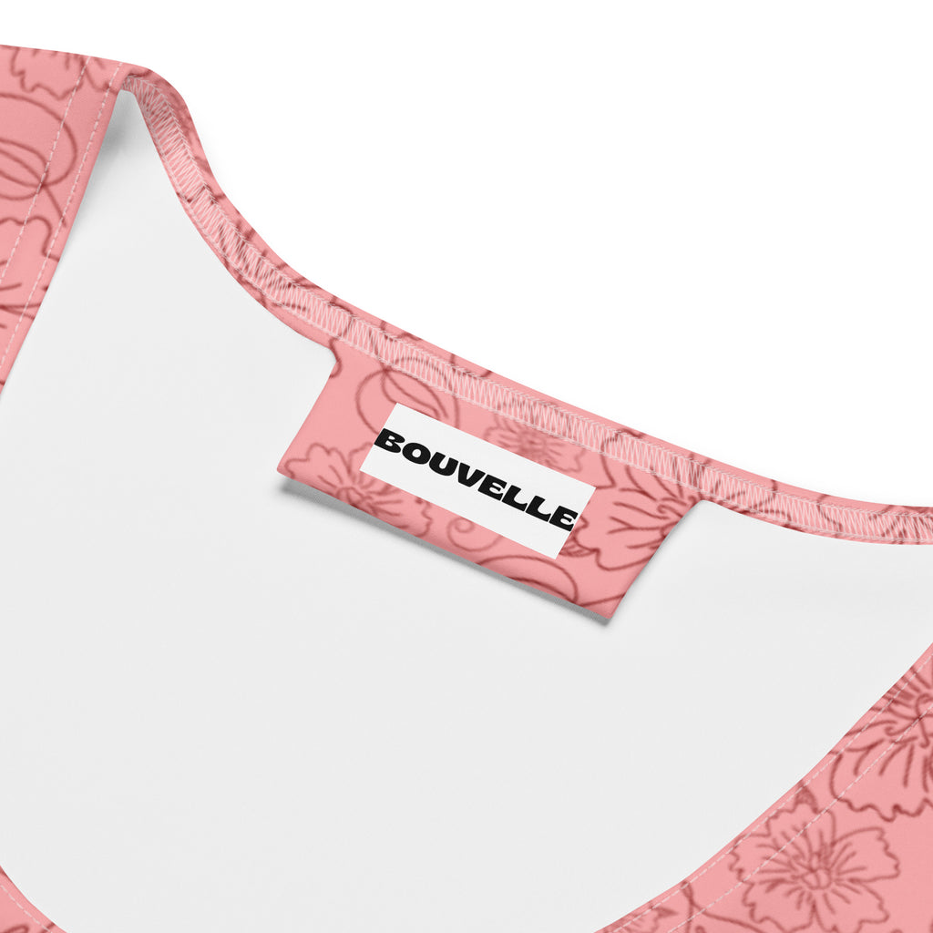 Women's Dusty Rose Floral Buttery Soft Crop Top- Quick-Drying UPF 50+ Stretch Top