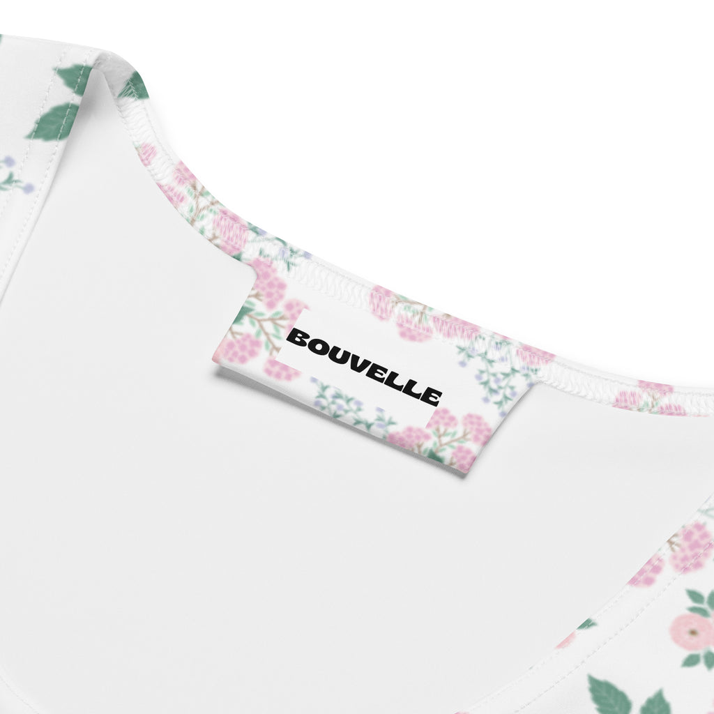 Women's Pink Bouquet Floral Buttery Soft Crop Top- Quick-Drying UPF 50+ Stretch Top