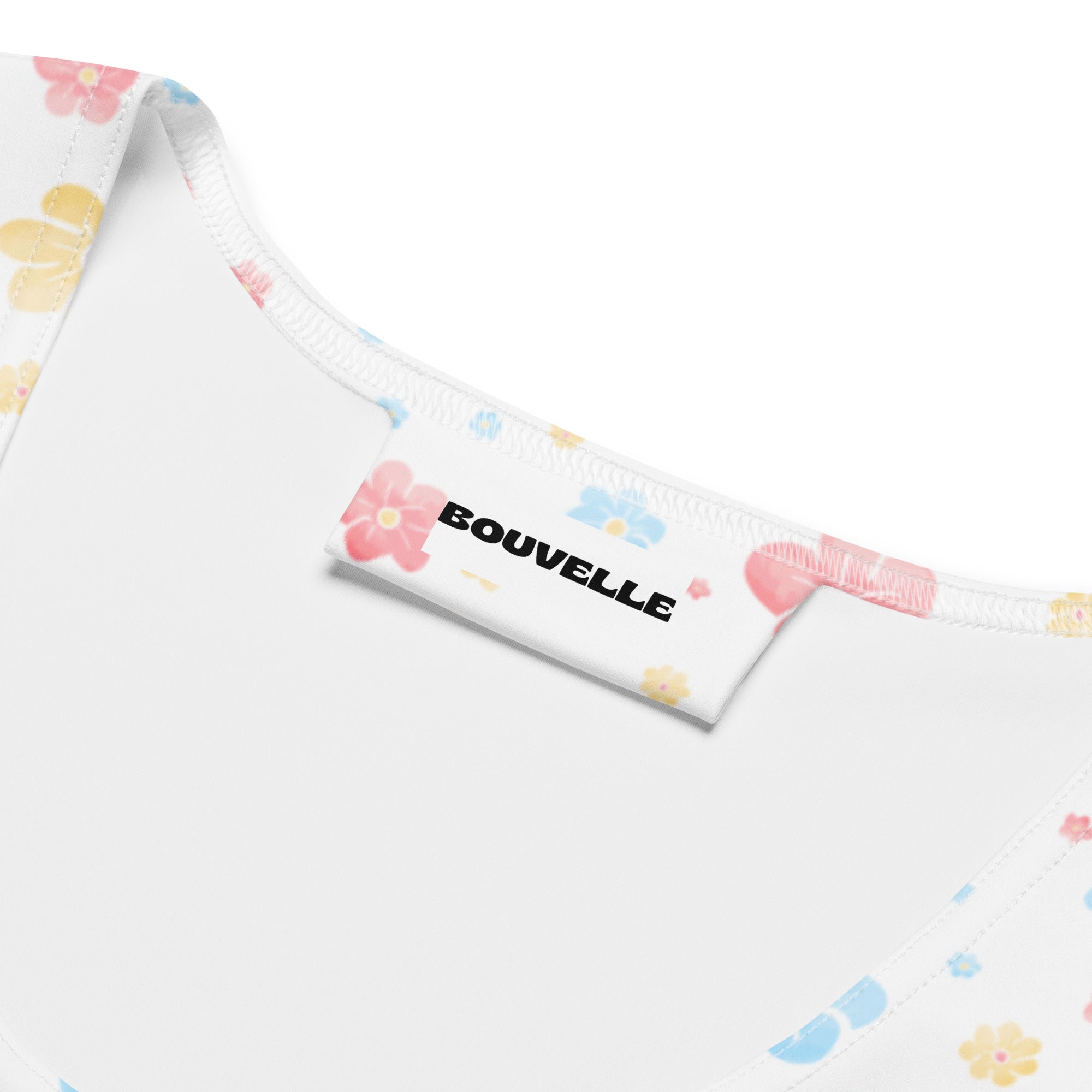 Women's White Pastel Floral Buttery Soft Crop Top- Quick-Drying UPF 50+ Stretch Top