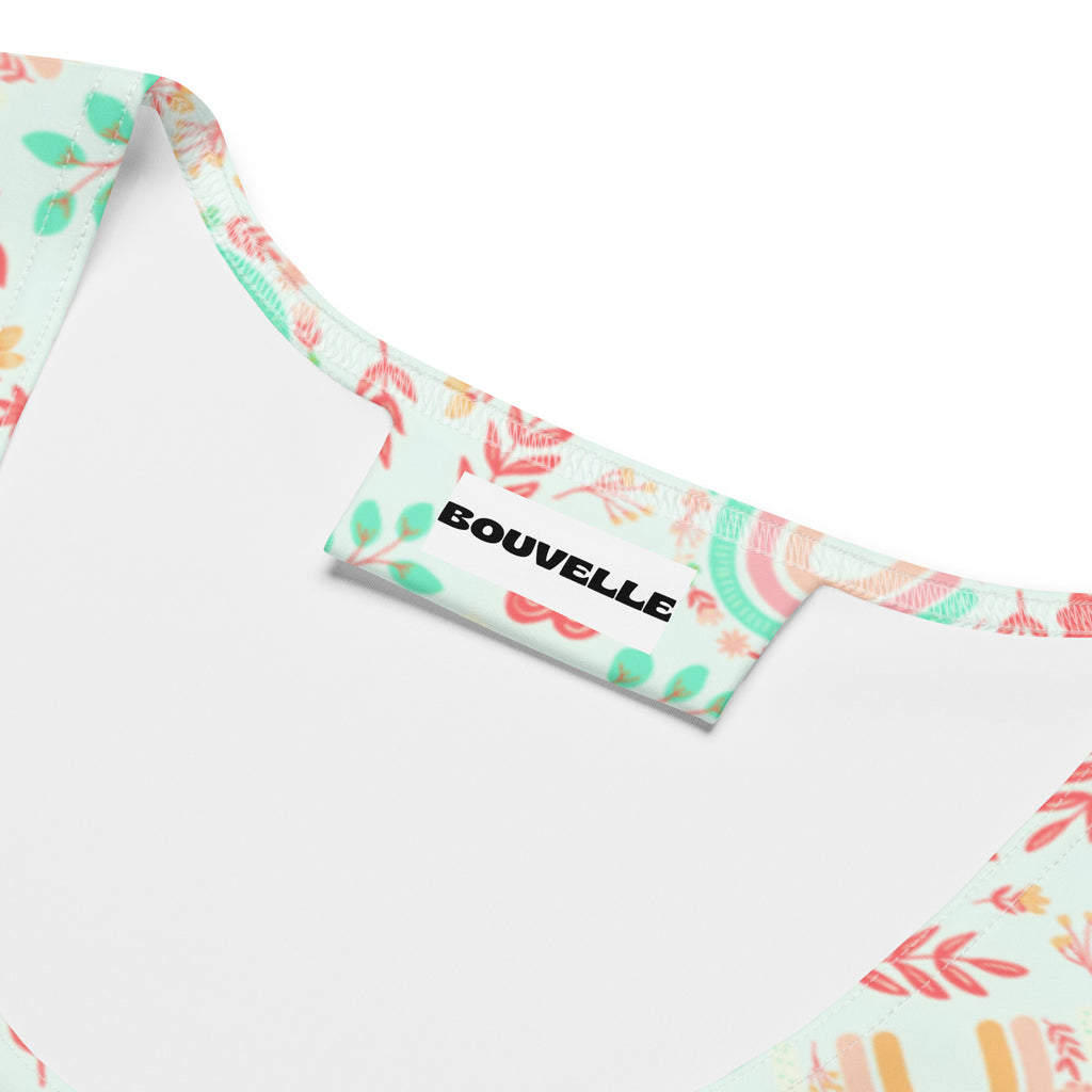 Women's Rainbow Floral Buttery Soft Crop Top- Quick-Drying UPF 50+ Stretch Top
