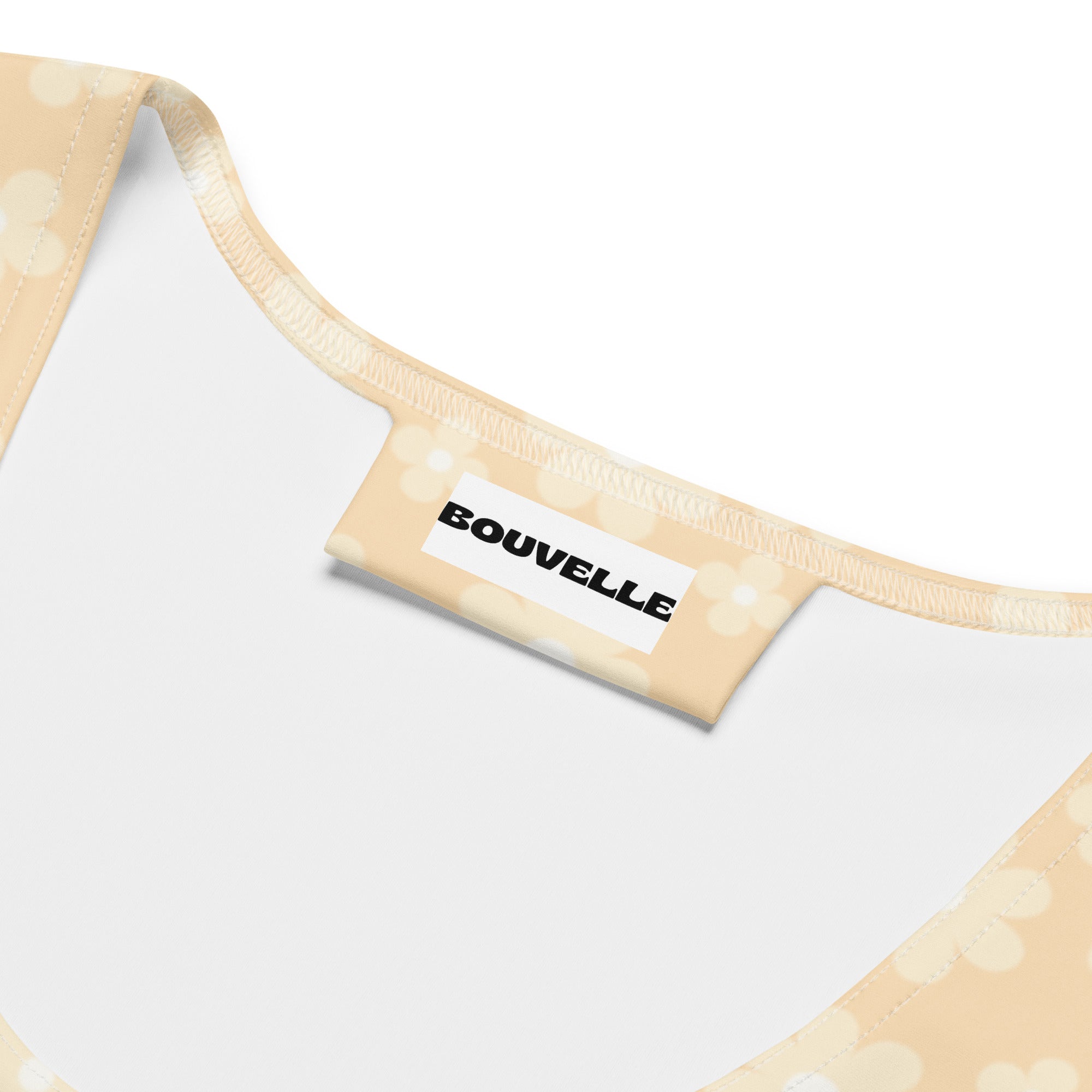 Women's Beige Daisy Buttery Soft Crop Top- Quick-Drying UPF 50+ Stretch Top