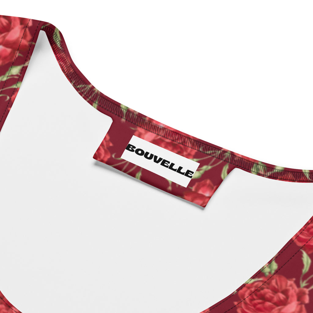 Women's Burgundy Rose Buttery Soft Crop Top- Quick-Drying UPF 50+ Stretch Top