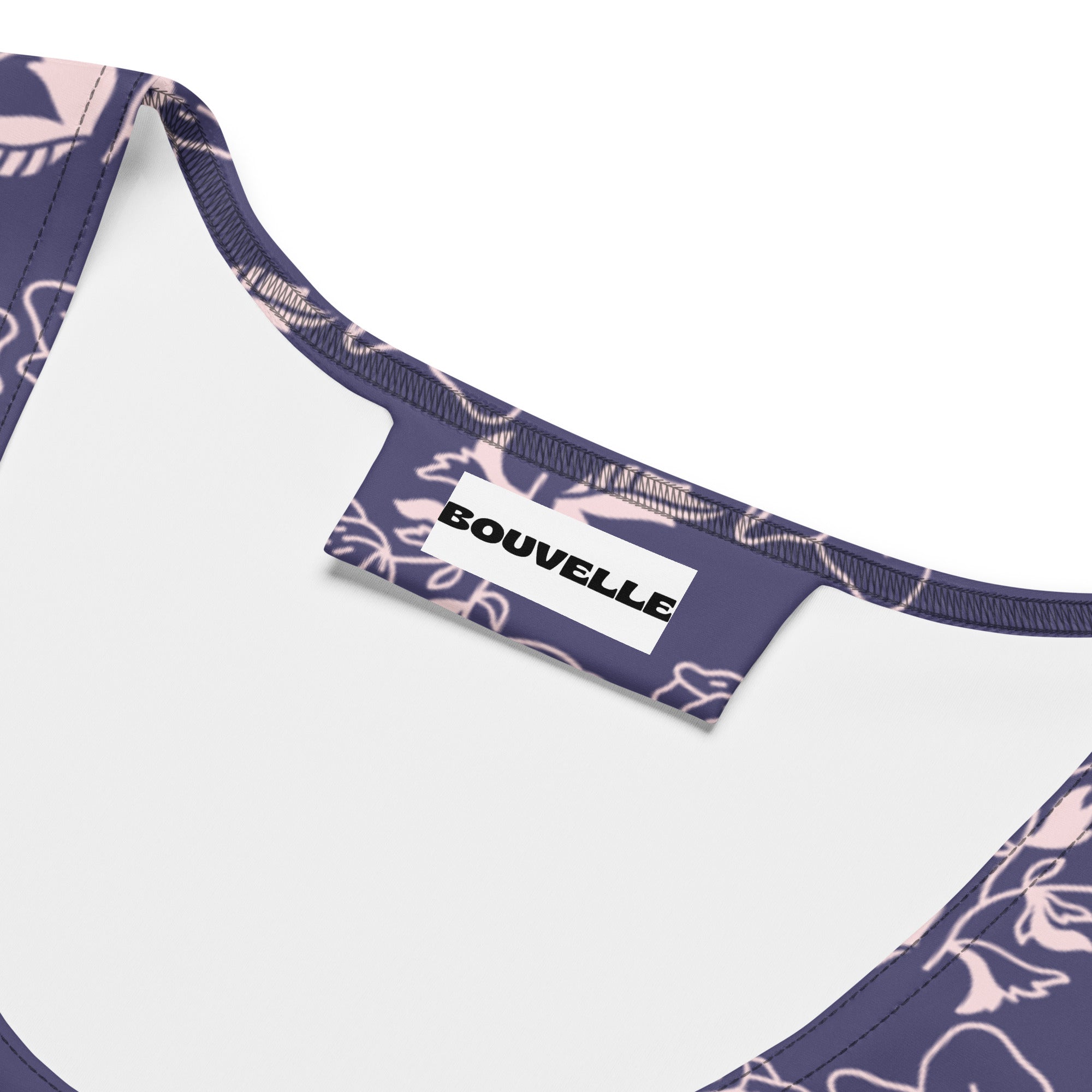 Women's Navy Purple Floral Buttery Soft Crop Top- Quick-Drying UPF 50+ Stretch Top