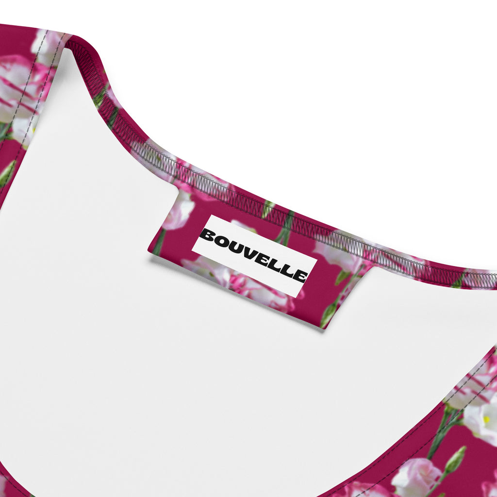 Women's Magenta Floral Buttery Soft Crop Top- Quick-Drying UPF 50+ Stretch Top