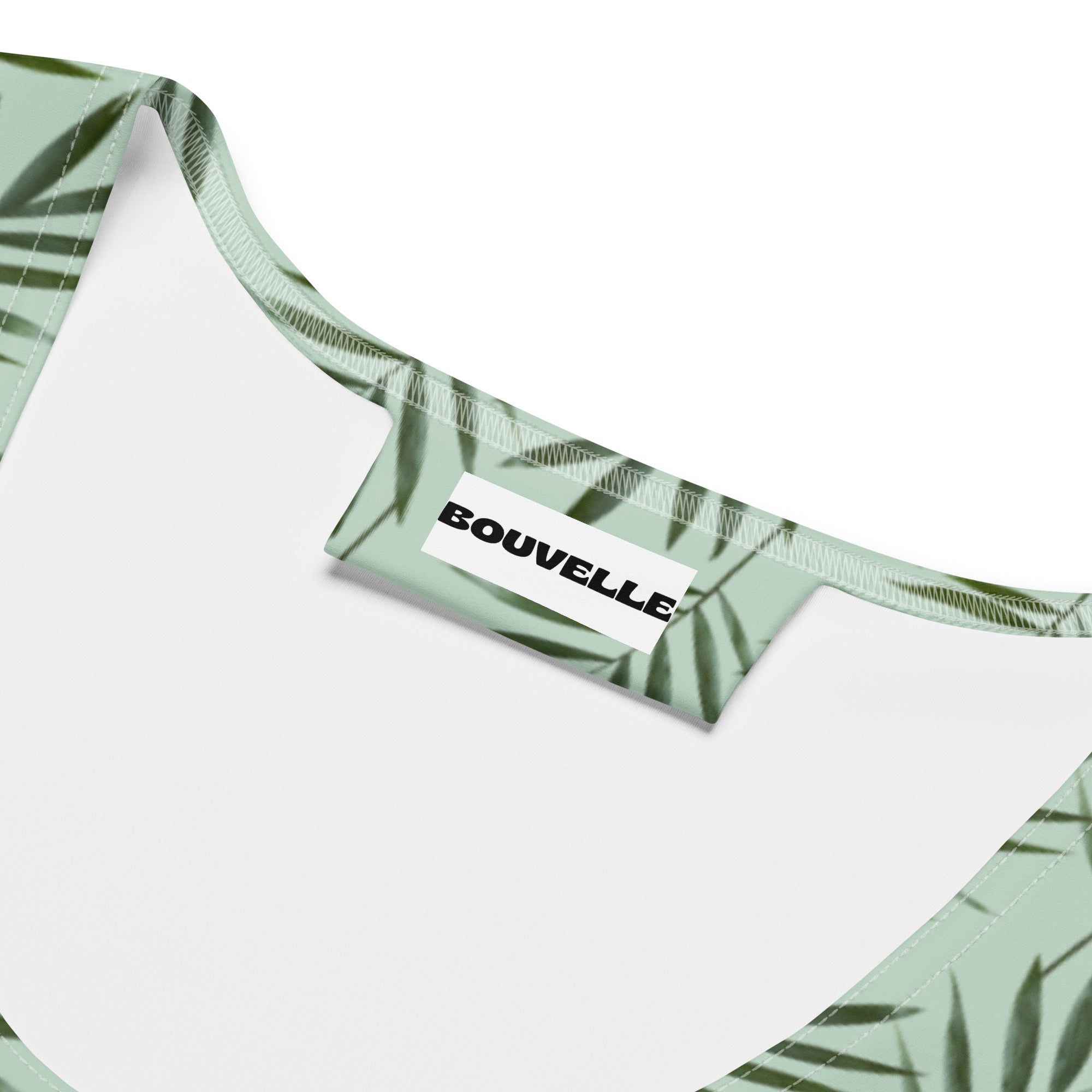 Women's Sage Palm Leaf Buttery Soft Crop Top- Quick-Drying UPF 50+ Stretch Top
