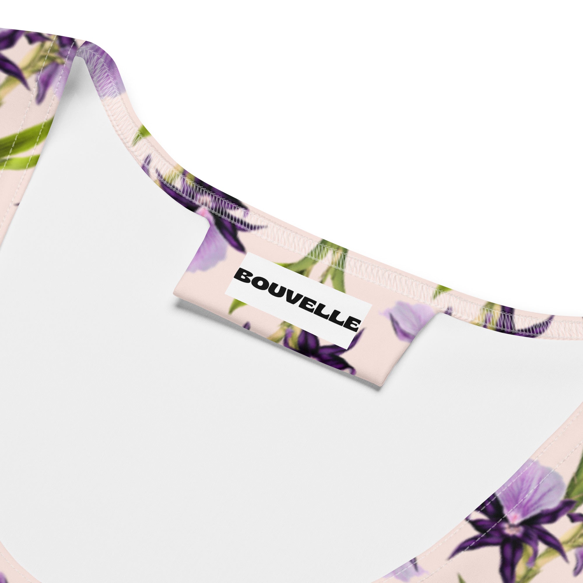 Women's Purple Floral Vine Buttery Soft Crop Top- Quick-Drying UPF 50+ Stretch Top