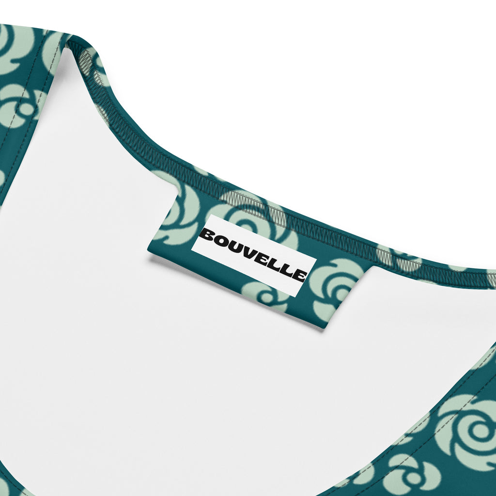 Women's Teal Rose Buttery Soft Crop Top- Quick-Drying UPF 50+ Stretch Top