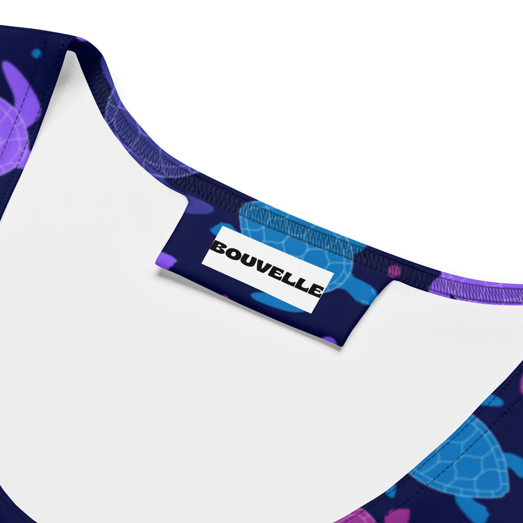 Women's Purple Sea Turtle Buttery Soft Crop Top- Quick-Drying UPF 50+ Stretch Top