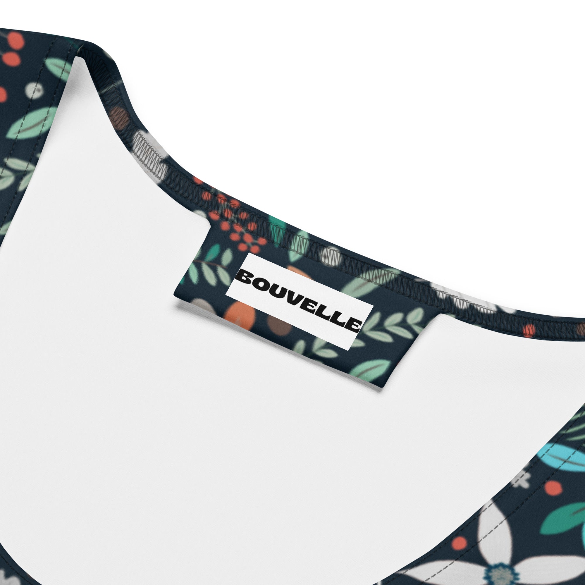 Women's Dark Botanical Floral Buttery Soft Crop Top- Quick-Drying UPF 50+ Stretch Top