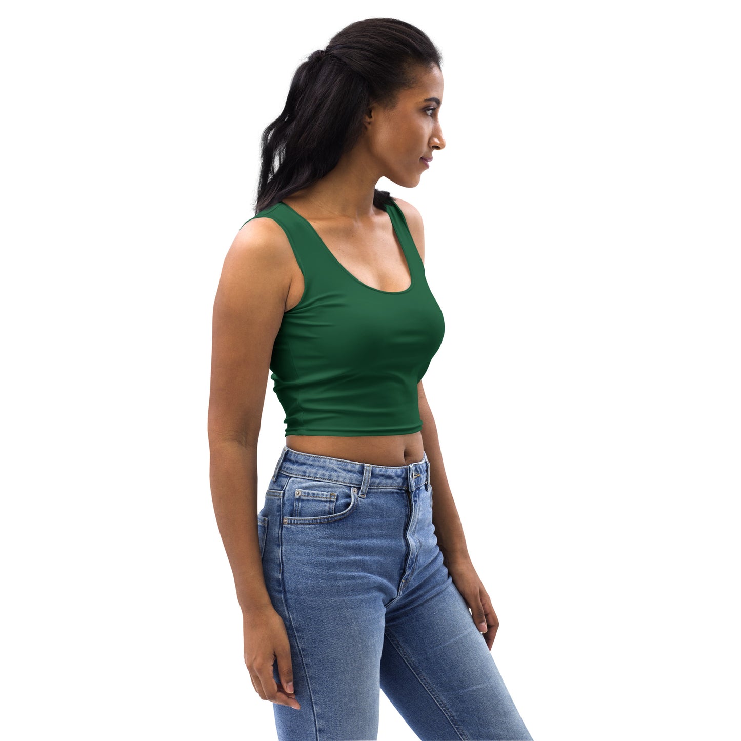 Women's Dark Green Buttery Soft Crop Top