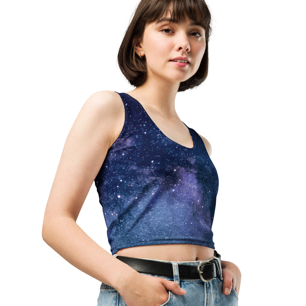Women's Realistic Galaxy Buttery Soft Crop Top- Quick-Drying UPF 50+ Stretch Top