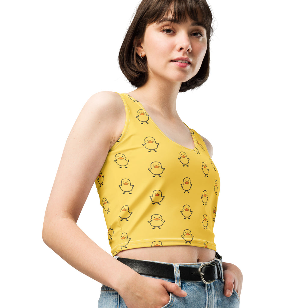 Women's Yellow Rubber Duck Buttery Soft Crop Top- Quick-Drying UPF 50+ Stretch Top