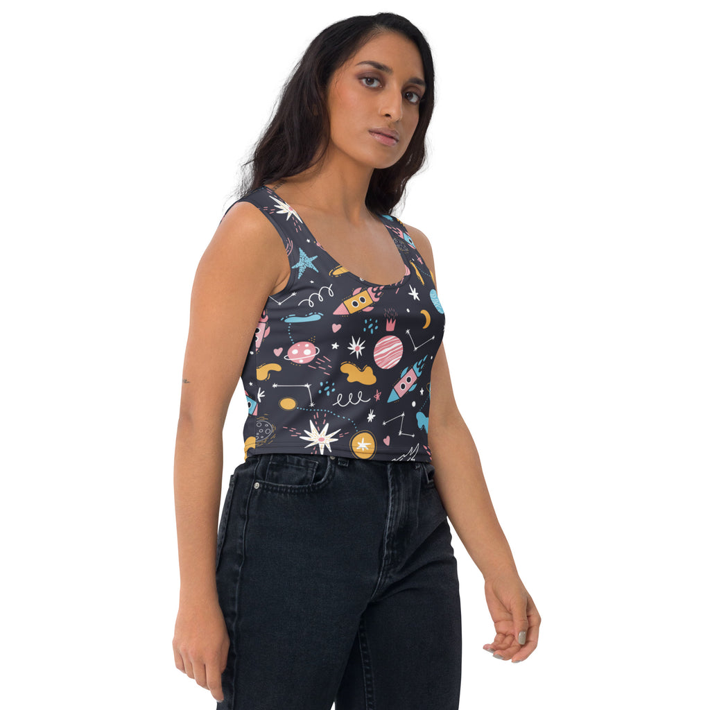 Women's Outer Space Buttery Soft Crop Top- Quick-Drying UPF 50+ Stretch Top