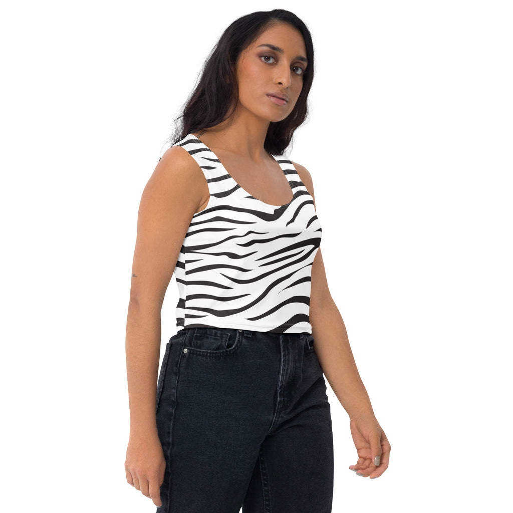Women's Zebra Print Buttery Soft Crop Top- Quick-Drying UPF 50+ Stretch Top