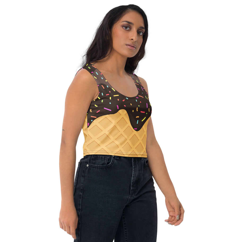 Women's Chocolate Ice Cream Cone Buttery Soft Crop Top- Quick-Drying UPF 50+ Stretch Top