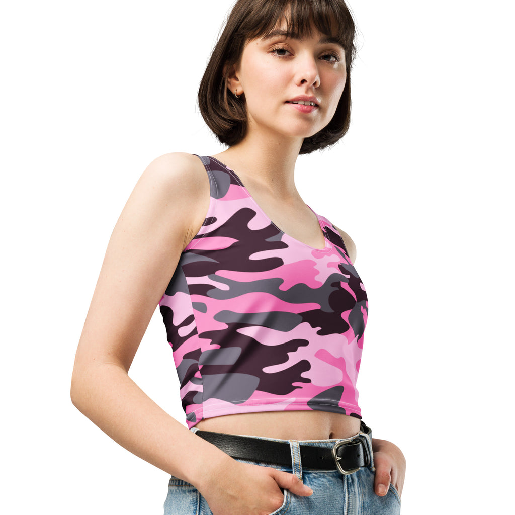 Women's Pink Camouflage Buttery Soft Crop Top- Quick-Drying UPF 50+ Stretch Top