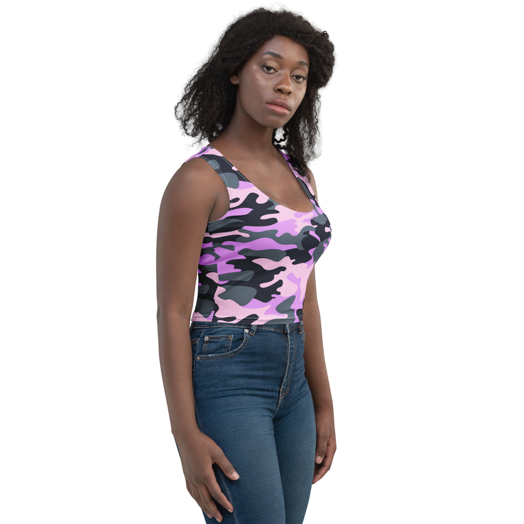 Women's Purple Camouflage Buttery Soft Crop Top- Quick-Drying UPF 50+ Stretch Top