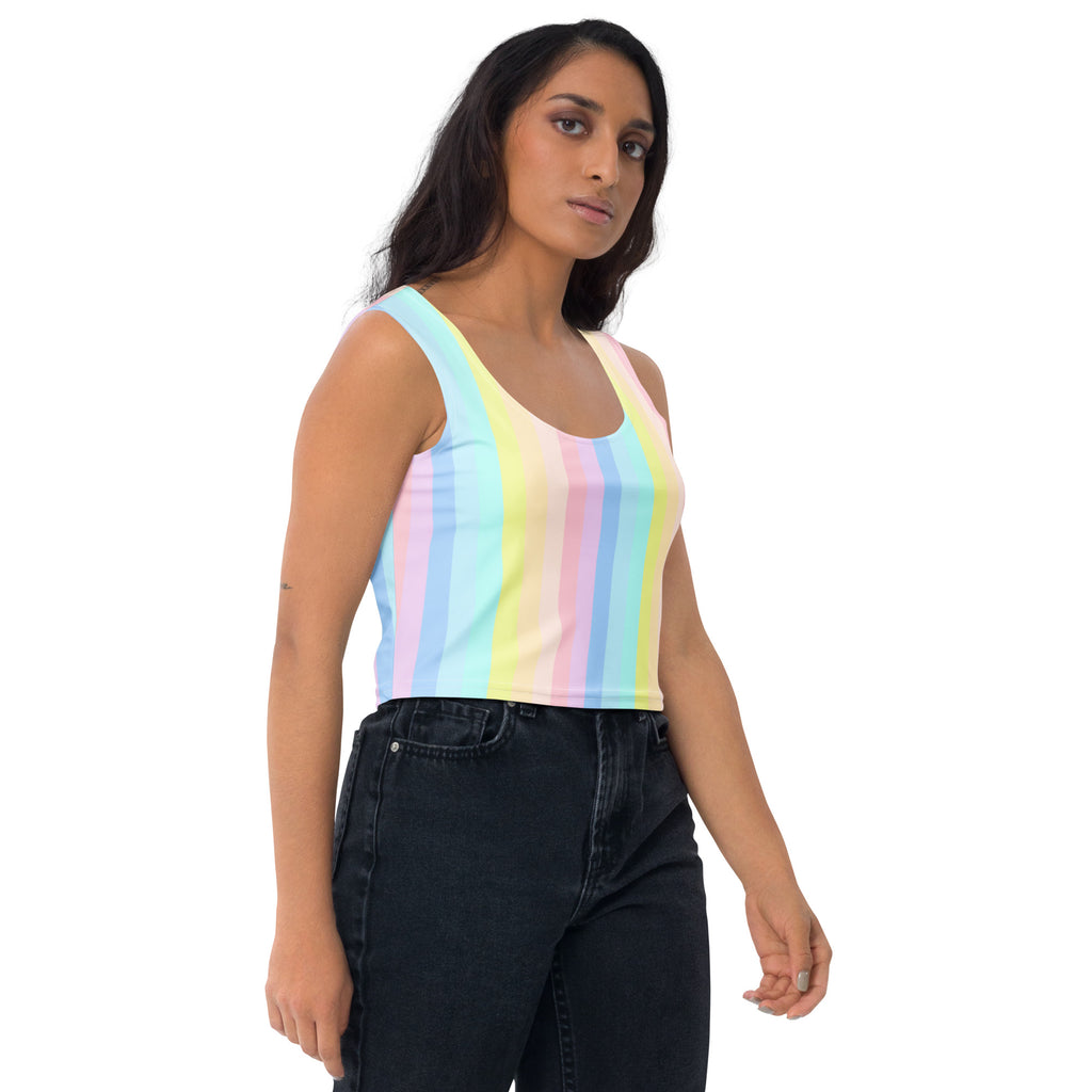 Women's Pastel Stripe Buttery Soft Crop Top- Quick-Drying UPF 50+ Stretch Top