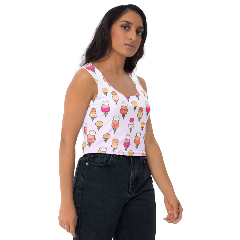 Women's Ice Cream Cone Buttery Soft Crop Top- Quick-Drying UPF 50+ Stretch Top