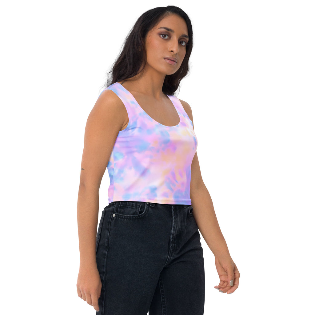 Women's Pastel Watercolor Buttery Soft Crop Top- Quick-Drying UPF 50+ Stretch Top
