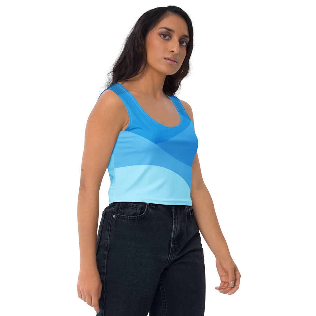 Women's Blue Waves Buttery Soft Crop Top- Quick-Drying UPF 50+ Stretch Top