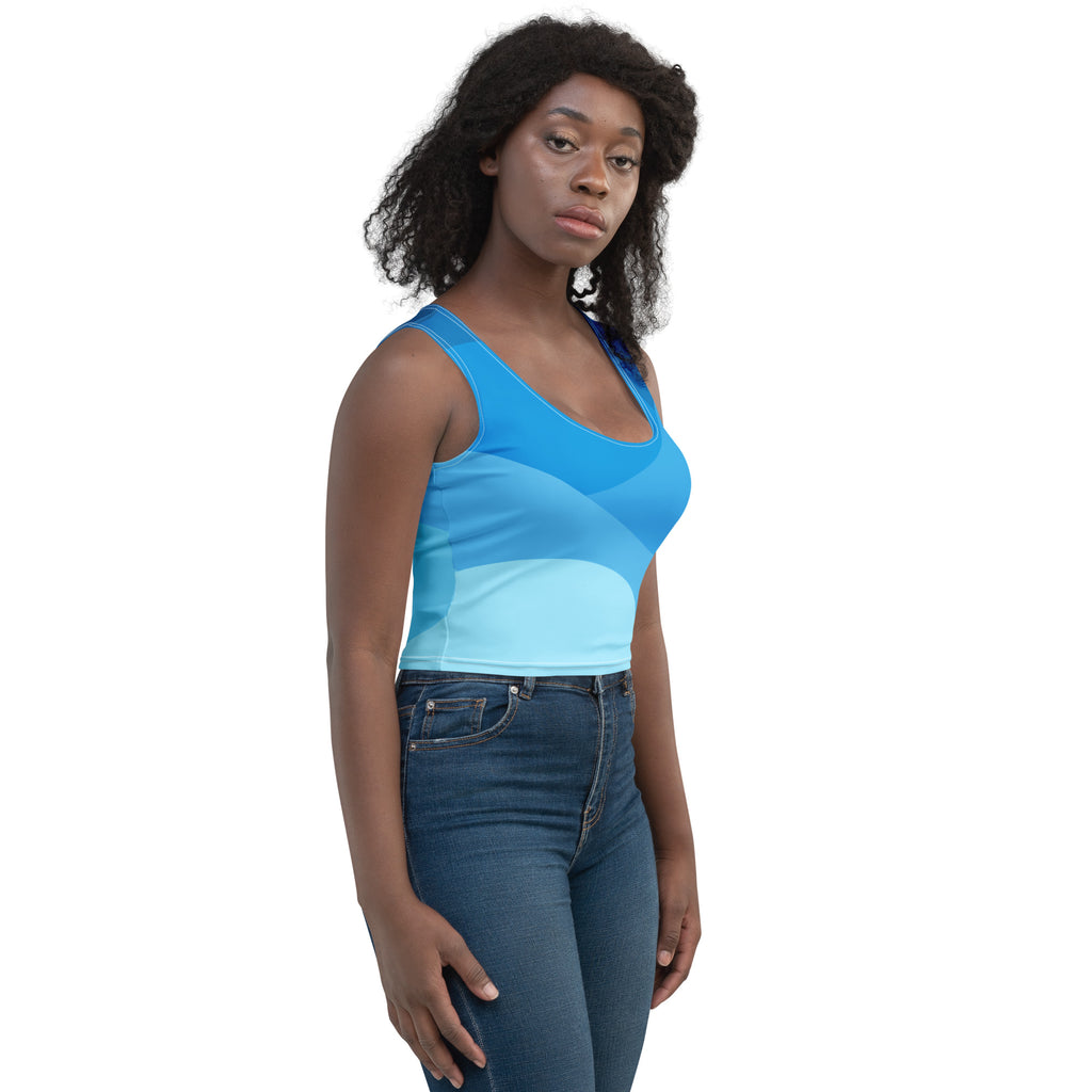 Women's Blue Waves Buttery Soft Crop Top- Quick-Drying UPF 50+ Stretch Top