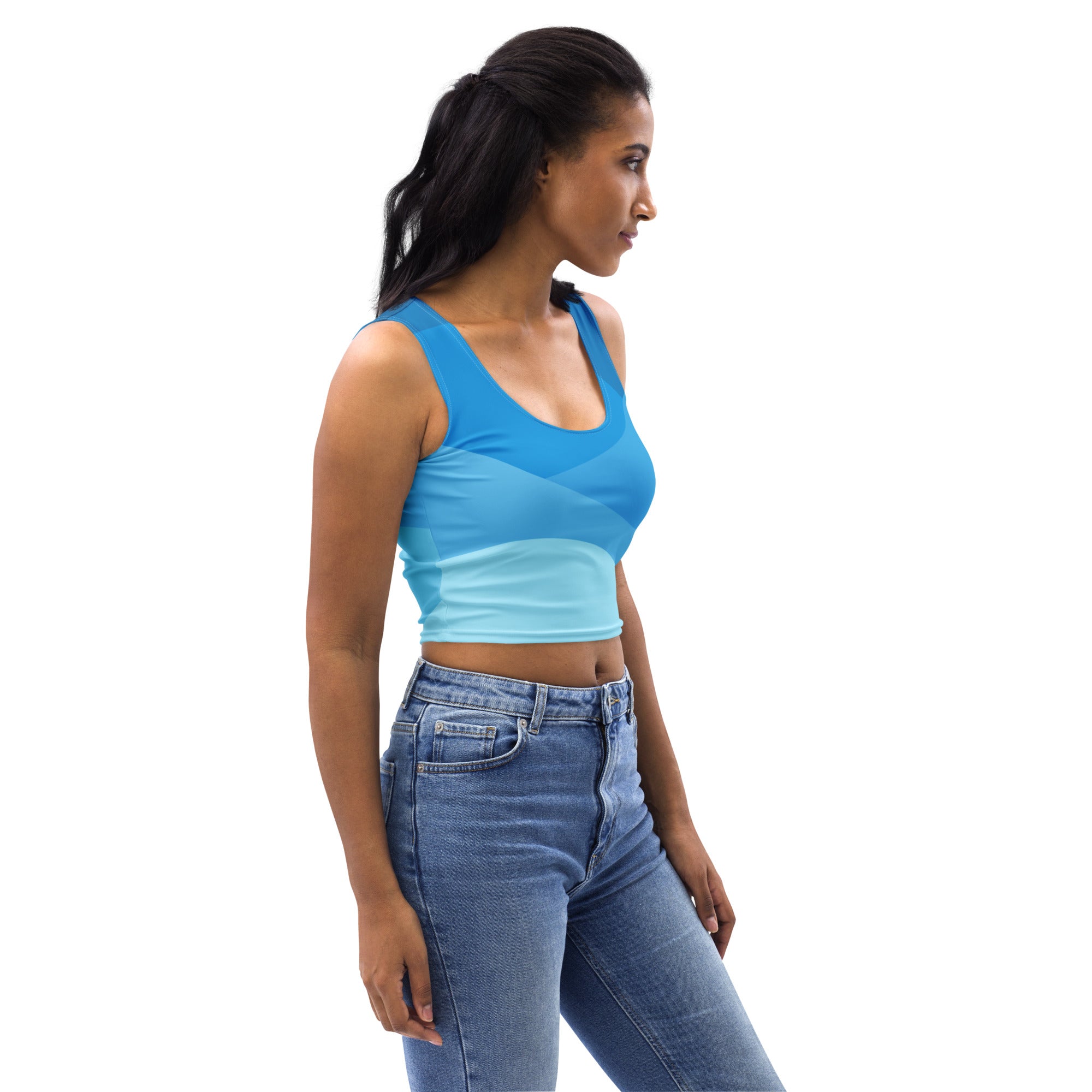 Women's Blue Waves Buttery Soft Crop Top- Quick-Drying UPF 50+ Stretch Top