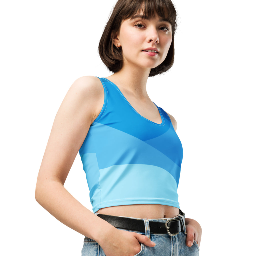 Women's Blue Waves Buttery Soft Crop Top- Quick-Drying UPF 50+ Stretch Top