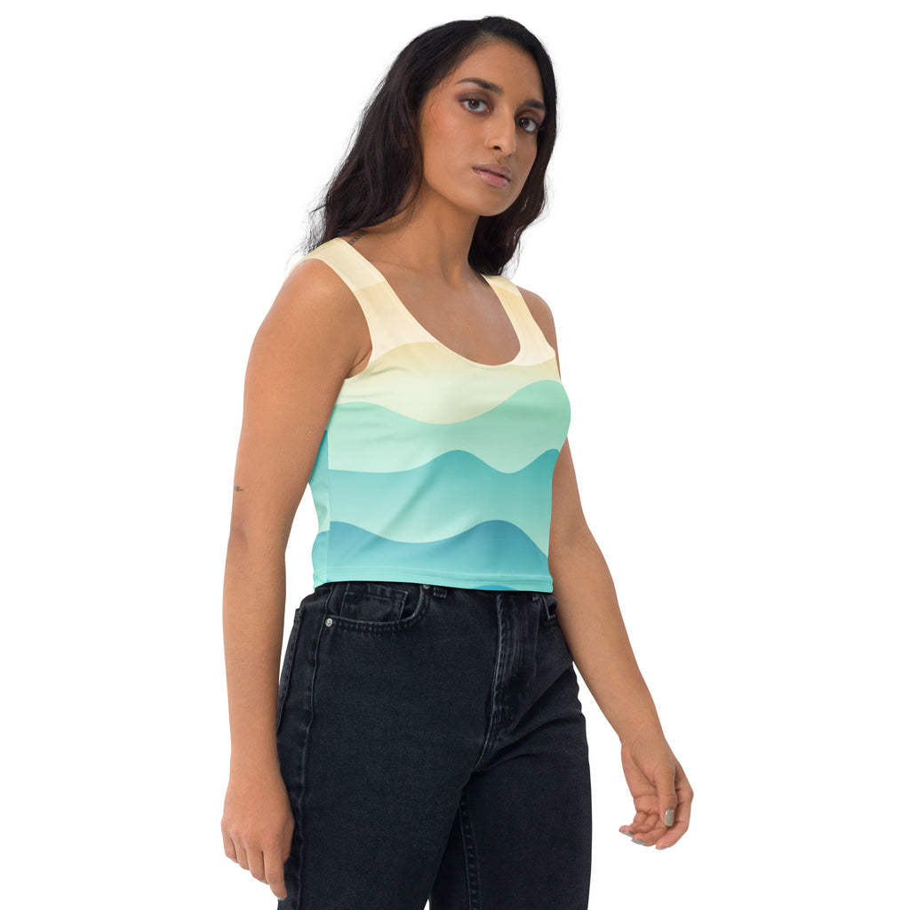Women's Wavy Sand Buttery Soft Crop Top- Quick-Drying UPF 50+ Stretch Top