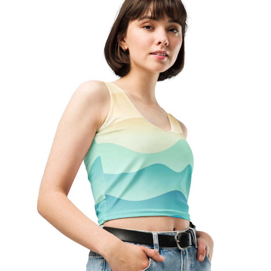 Women's Wavy Sand Buttery Soft Crop Top- Quick-Drying UPF 50+ Stretch Top