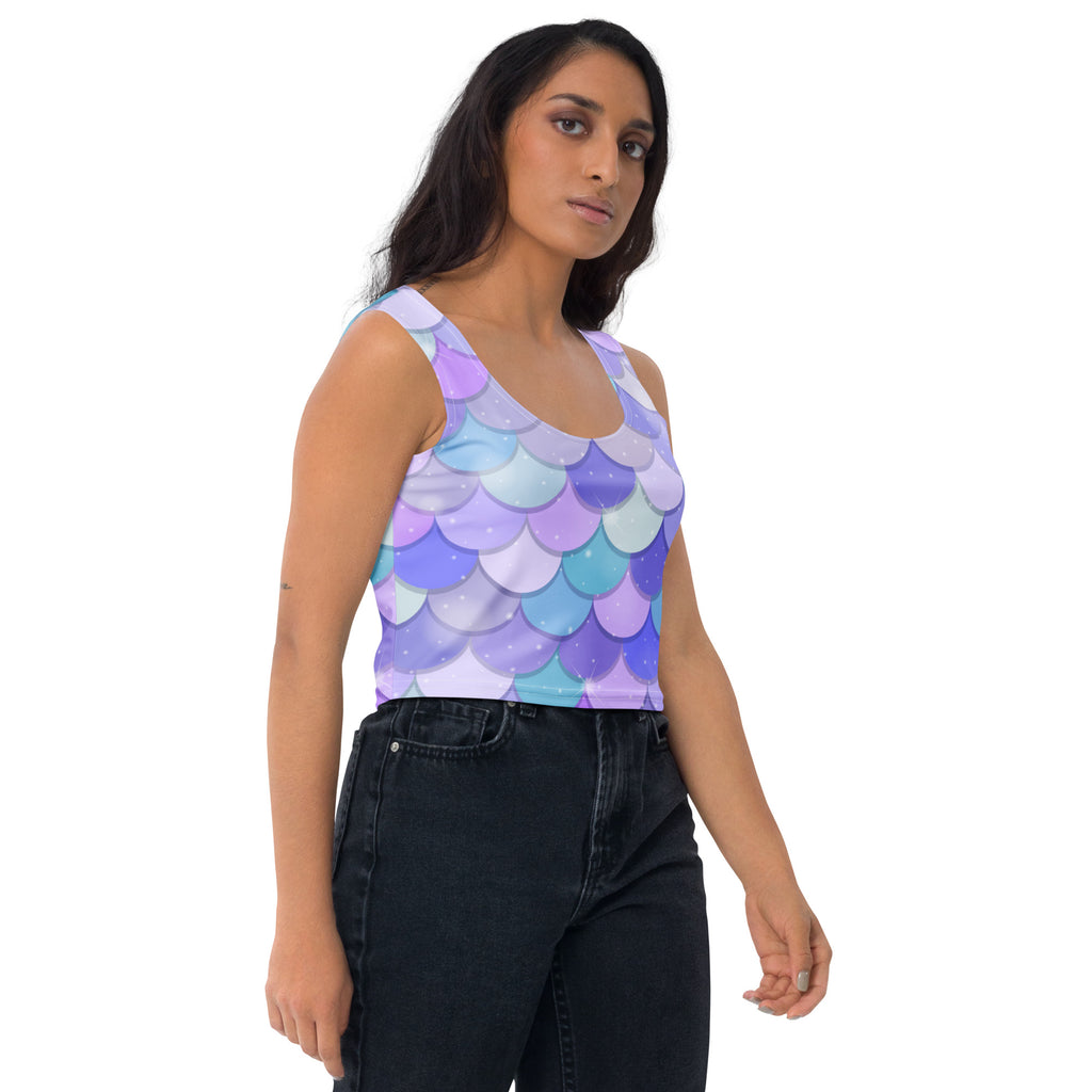 Women's Purple Mermaid Buttery Soft Crop Top- Quick-Drying UPF 50+ Stretch Top