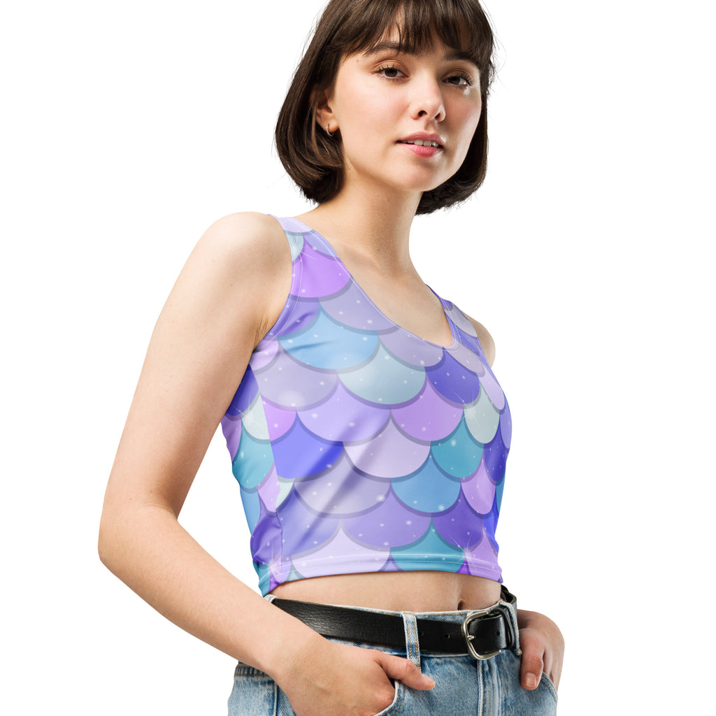 Women's Purple Mermaid Buttery Soft Crop Top- Quick-Drying UPF 50+ Stretch Top