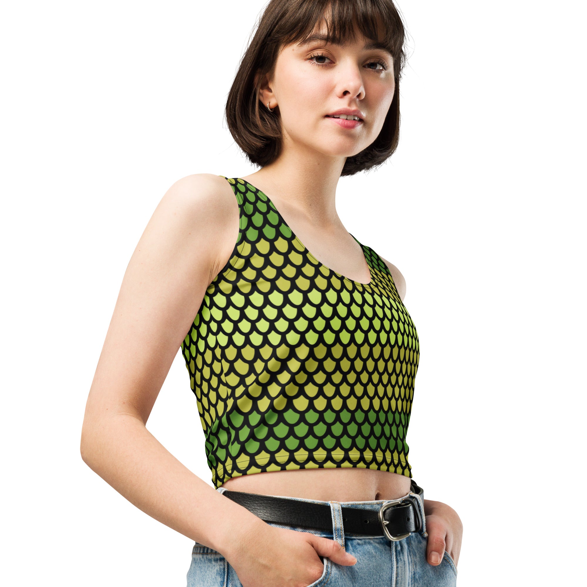 Women's Snake Scales Buttery Soft Crop Top- Quick-Drying UPF 50+ Stretch Top