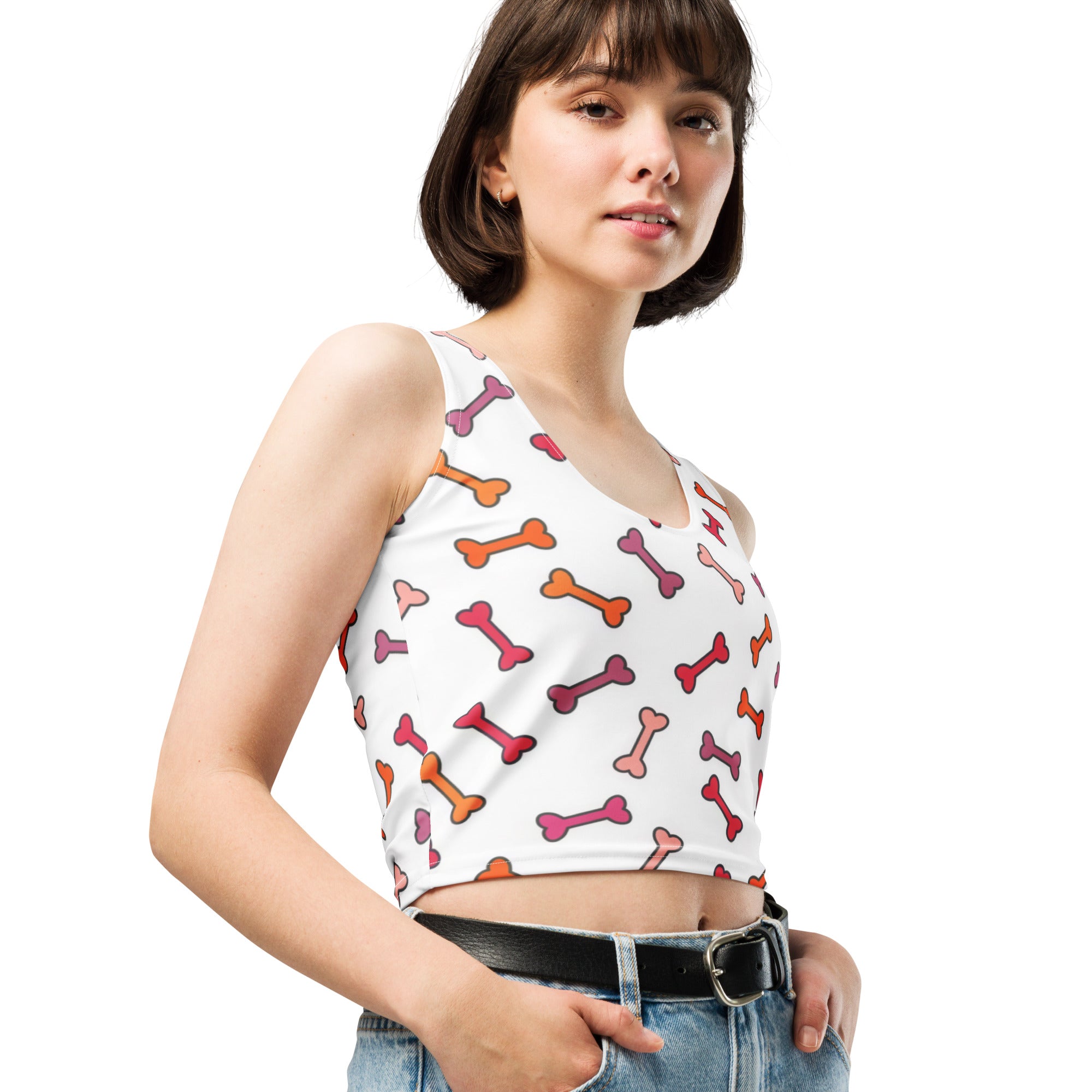 Women's Dog Bone Buttery Soft Crop Top- Quick-Drying UPF 50+ Stretch Top