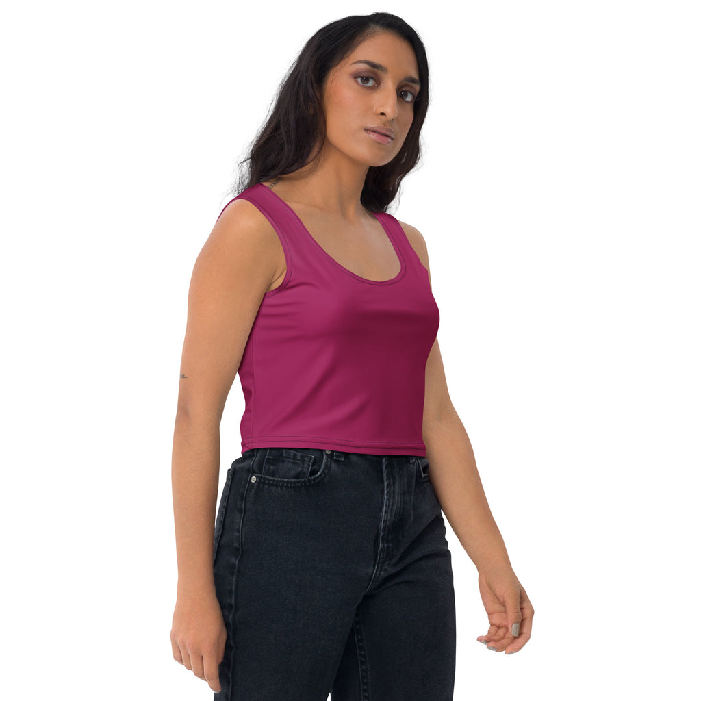 Women's Berry Red Buttery Soft Crop Top- Quick-Drying UPF 50+ Stretch Top