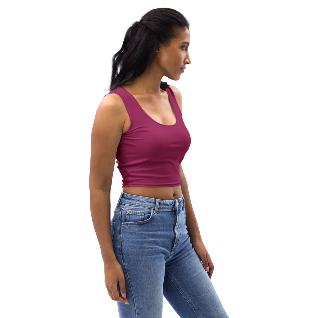 Women's Berry Red Buttery Soft Crop Top- Quick-Drying UPF 50+ Stretch Top