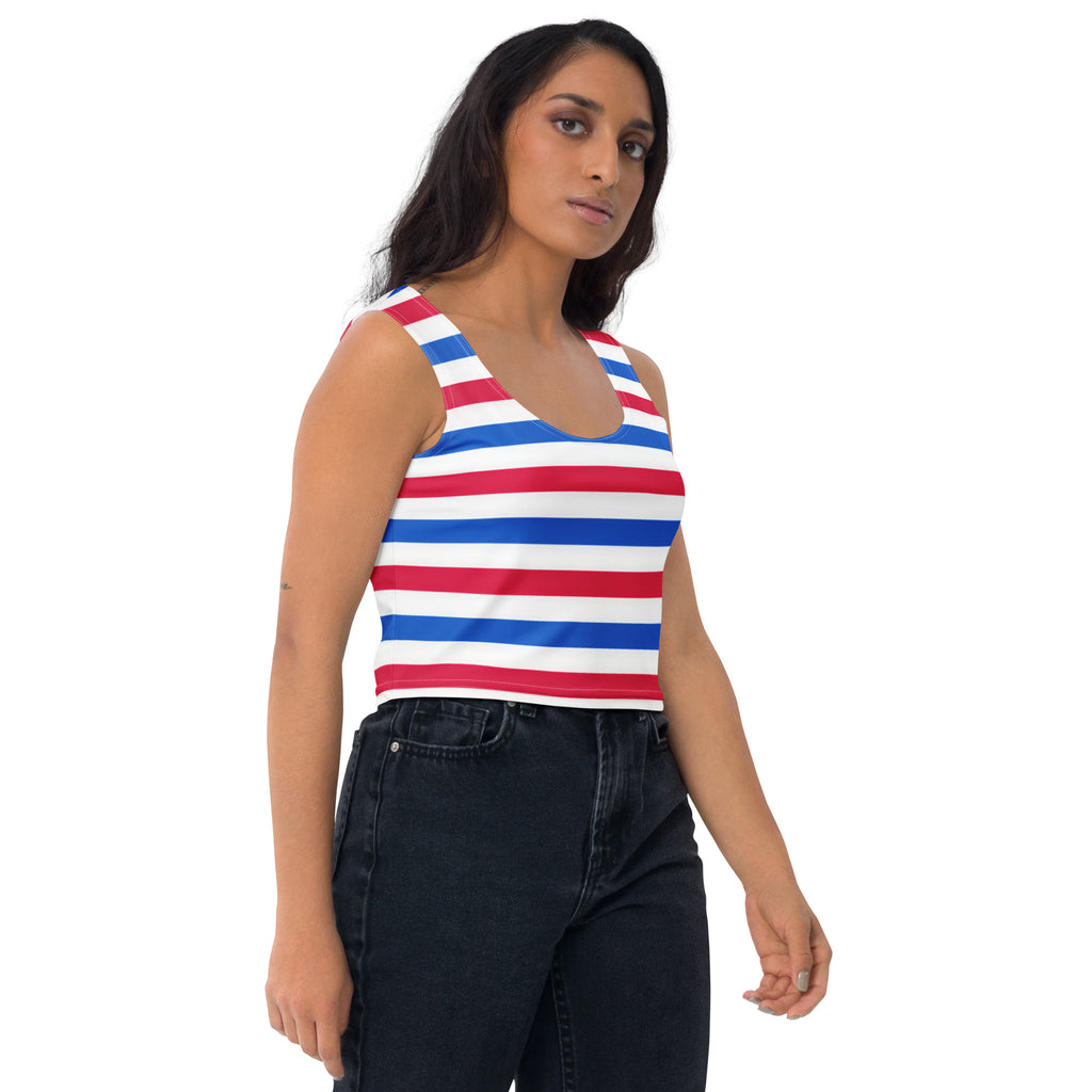 Women's Striped 4th of July Buttery Soft Crop Top- Quick-Drying UPF 50+ Stretch Top