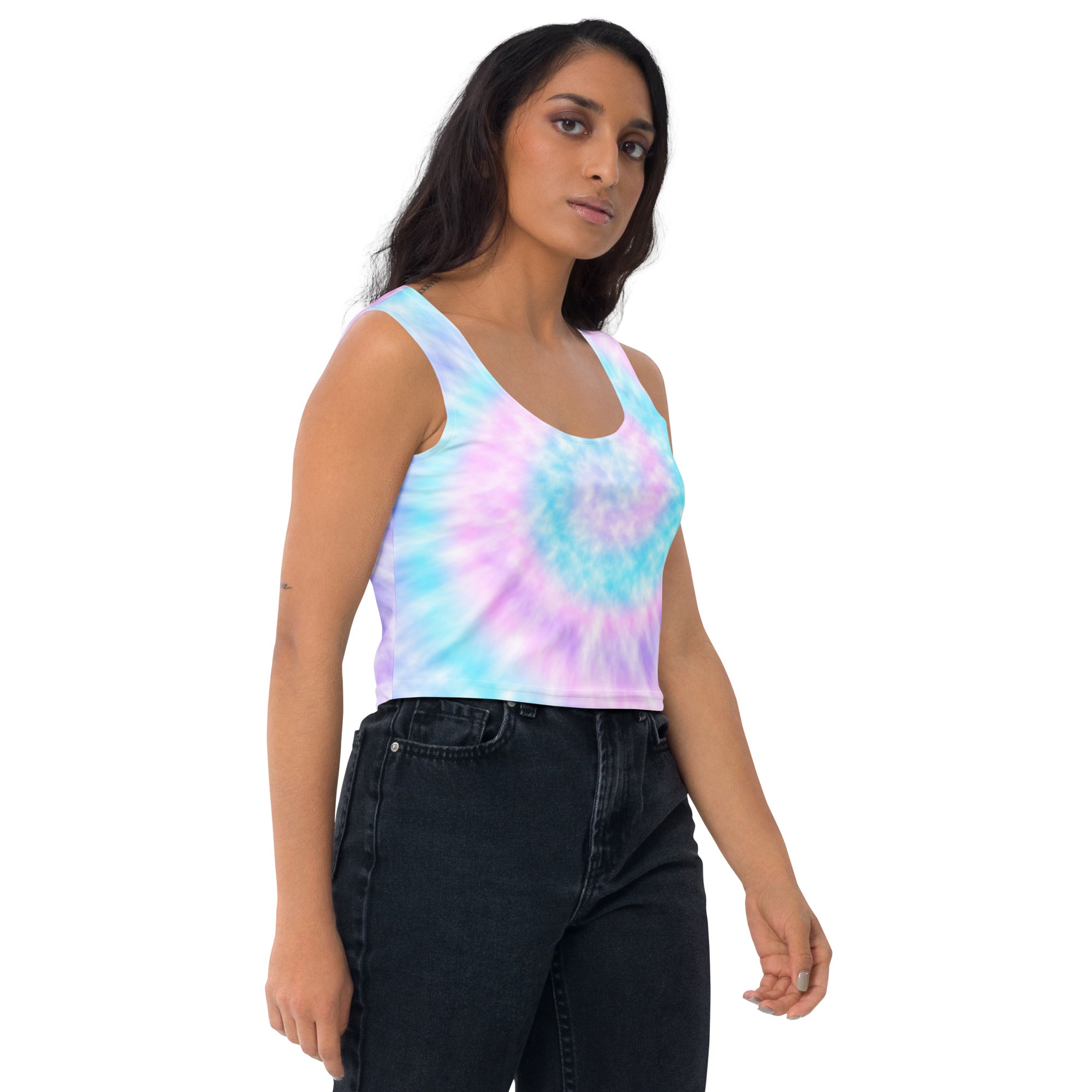 Women's Faux Tie Dye Buttery Soft Crop Top- Quick-Drying UPF 50+ Stretch Top
