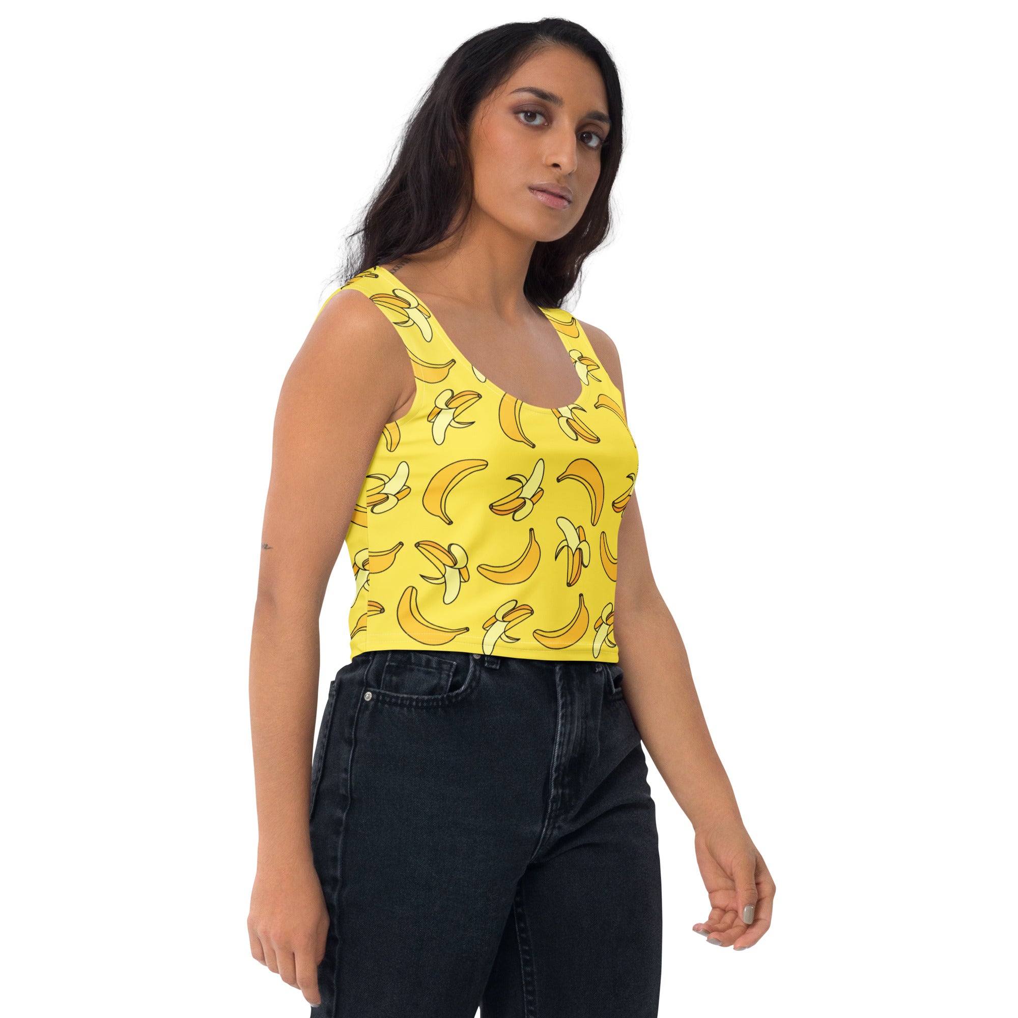 Women's Yellow Banana Buttery Soft Crop Top- Quick-Drying UPF 50+ Stretch Top