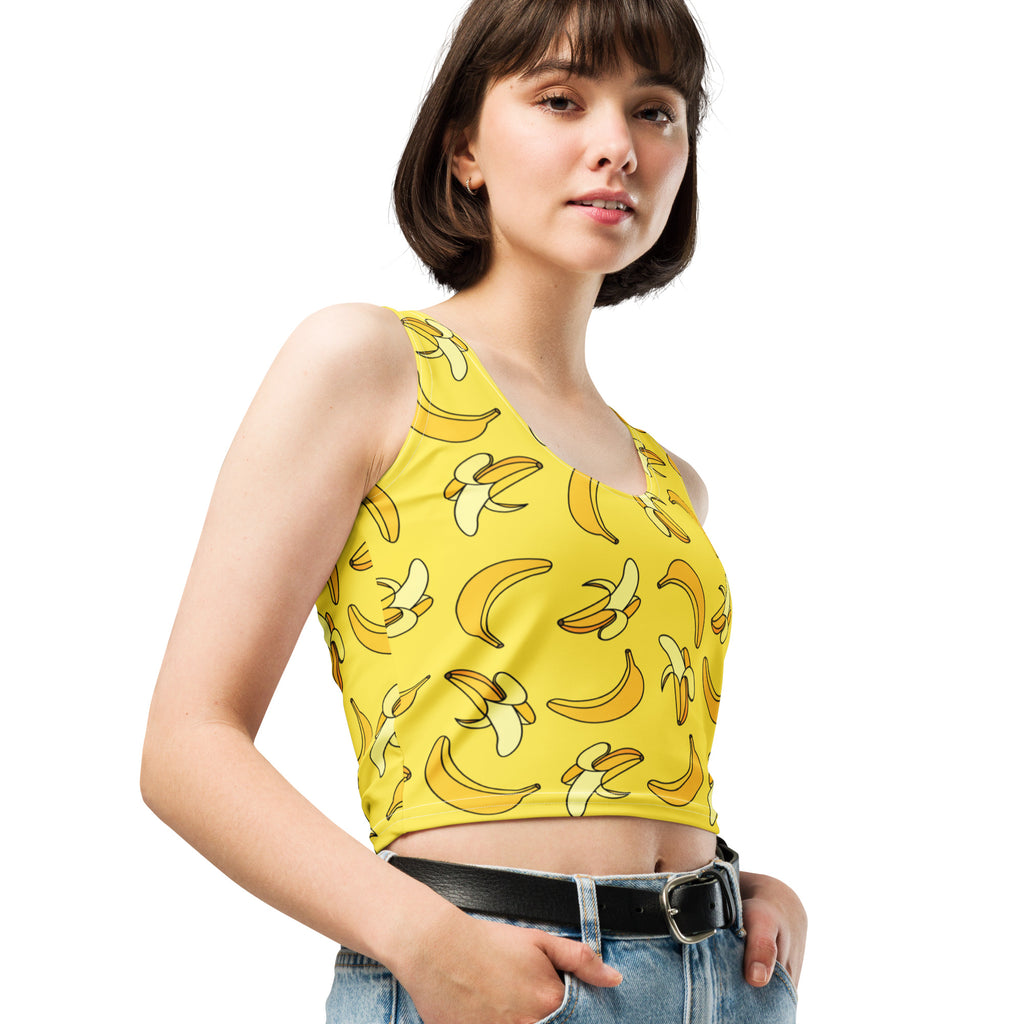 Women's Yellow Banana Buttery Soft Crop Top- Quick-Drying UPF 50+ Stretch Top